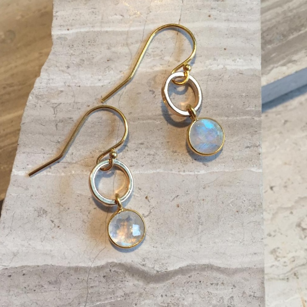 14k gold/sterling silver Moonstone Earrings